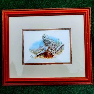 Dan Balke Signed Fine Art Lithograph Artic Snow White Owl Watercolor 17"×15"